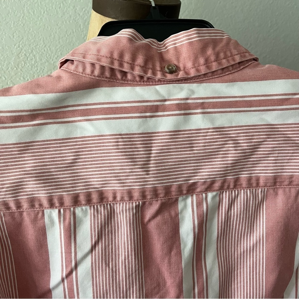 NIKE x SUPREME sz M Long Sleeve Button Down Shirt Red White Striped - Picture 9 of 9